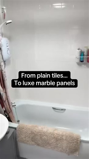 DBS Bathrooms on Instagram: "From plain white tiles to our luxury Carrara White Marble Matt PVC Panels As shown by @at_home_with_amy_and_h #showerpanels #bathroomcladding #pvcpanels #bathroominspo #bathroomrenovation"