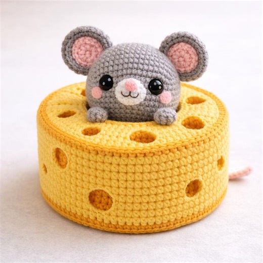 Crochet Mouse Pattern PDF, Amigurumi Mouse in Cheese, Swiss Cheese Crochet Pattern, Mouse Plush - Etsy