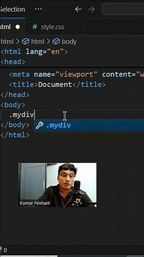Id and Class in div shortcut key vscode #education #coding #javascript