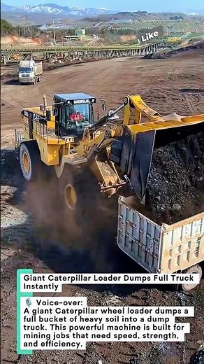 Giant Caterpillar Loader Dumps Full Truck Instantly #caterpillar #loader #mining