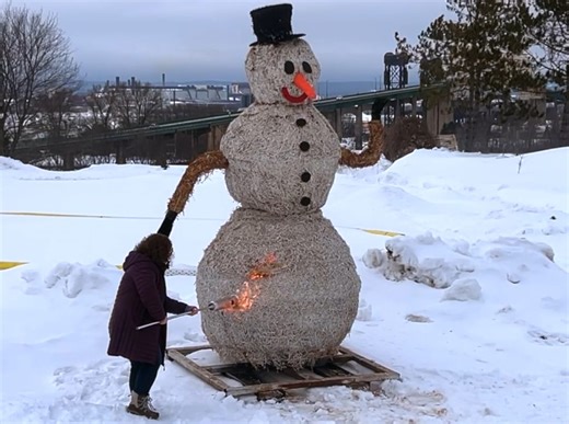 Lake Superior State University welcomes spring with annual snowman burning