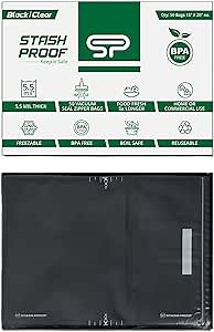 Resealable Zipper Vacuum Seal Bags 15" x 20" (50 Count) 5.5 Mil (Black and Clear) - BPA Free Commerical Grade Food Saver for Storage, Sous Vide, and Meal Prep Sealer Bag
