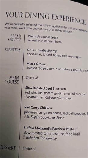 Delta One Dinner Menu | JFK to LAX (767-400ER)