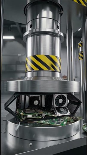 Crushing a Monitor and a pc.💻🖥️🚀 #crushing #hydraulicpress #satisfying #youtubeshorts #fyp #pc