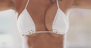 Sexy, Shake and Bikini with Boobs of Woman and Dance for Sensual, Cleavage and Temptation. Swimsuit, Shaking and Stock Footage - Video of bikini, breasts: 278135466