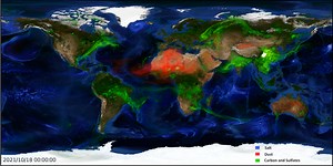 NASA Scientific Visualization Studio | Aerosol Optical Thickness Updating Forecast