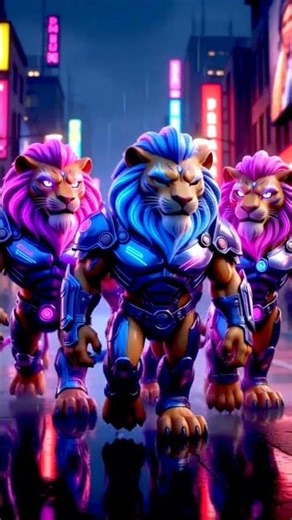 Cyberpunk Lions #lionwalk #shorts