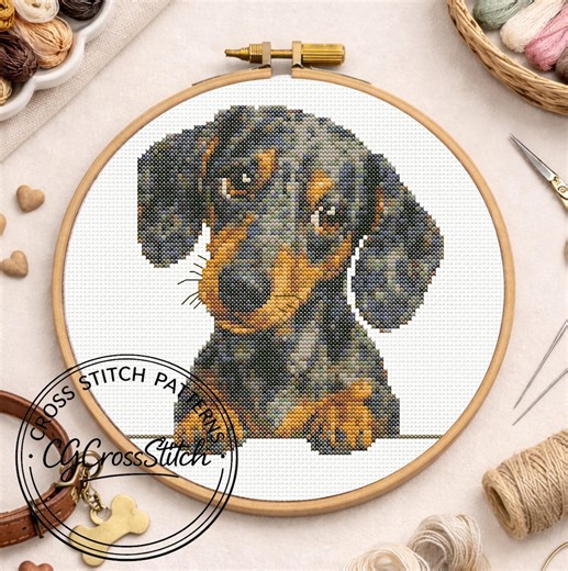 Dachshund Dog Cross Stitch Pattern, Cute Sausage Dog Cross Stitch Design, Badger Wiener Dog Lover (digital Download), Dachshund Mom Craft - Etsy Canada