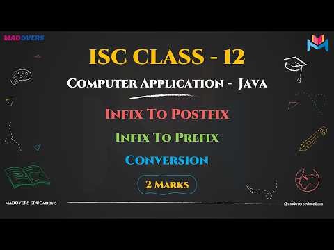 ISC Class 12 Computer Applications | Infix to Postfix & Prefix Conversion in Java | Step-by-Step