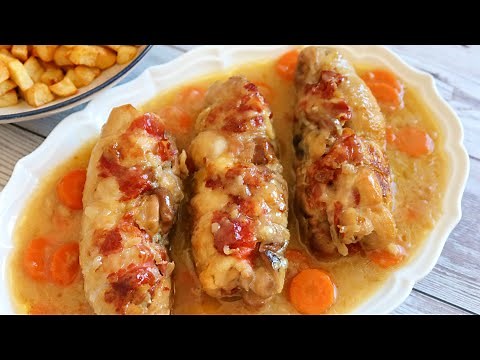 STUFFED CHICKEN THIGHS in sauce. An easy and spectacular recipe.