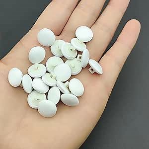 50pcs Ivory Satin Fabric Cloth Covered Buttons with Shank for Bridal Wedding Dress, DIY Sewing, Scrapbooking Decorations Buttons,1/2 Inch (12.5mm)