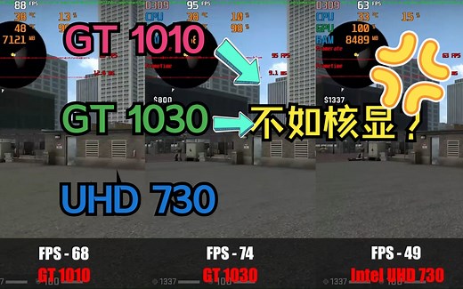 GT 1010 VS GT1030 VS UHD730, 拔掉独显提升性能？