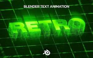 Blender Eevee中的复古波纹未来主义字体动画效果（中英文字幕）