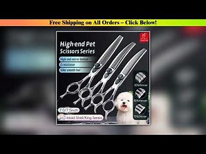Fenice King Series 7/7.5Inch VG10 Shell Bearing Screws Dog Trimming Grooming Straight Curved