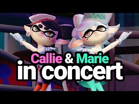 Squid Sisters (Callie y Marie) singing and dancing in Splatoon