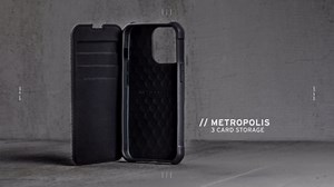 URBAN ARMOR GEAR UAG Designed for iPhone 13 Case Kevlar Black Flip Folio Cover with Card Slots and Viewing Stand Feather-Light Rugged Metropolis Protective Cover, [6.1 inch Screen]