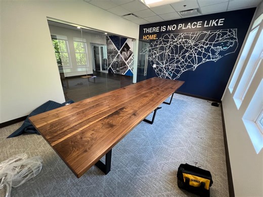 Handmade Solid Walnut Conference Table: Modern Steel Base Meeting Table - Etsy