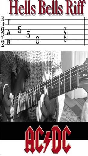 Hells Bells AC/DC guitar tab main riff, how to play the main riff to hells bells ac/dc guiar lesson