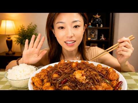 Spicy Glass Noodles With Shrimp Mukbang Rice Bowl Feast