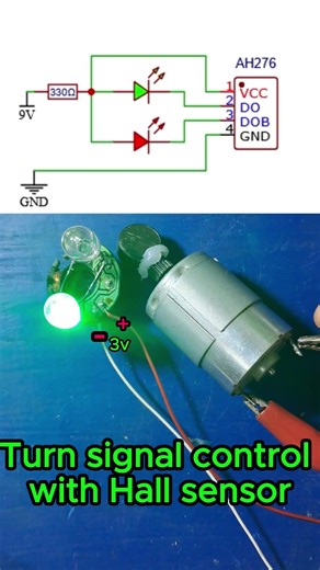Turn signal control with Hall sensor and DC motor #experiment #halleffect #flasher