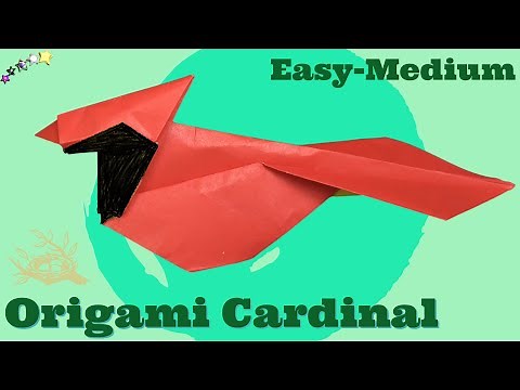 How to make origami Cardinal paper bird. Easy-Medium level folding crafts tutorial.