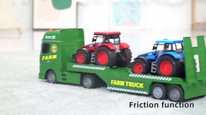 Semi Truck with Tractor Toy, Kids Tractor Set & Truck and Trailer Front Loader -Car Head/18 Wheeler/Light, Toddlers Farm Vehicle Toys for 3 4 5 6 7 8 9 Year Old Boys Girls Birthday Gift