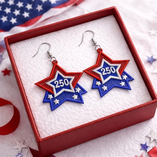 FSL Star Lace Earrings - Machine Embroidery Design - Usa 250 Years Patriotic Jewelry - PES and Other Formats. Instant Download - Etsy