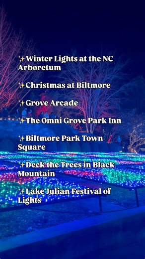 ✨Asheville's most beloved light displays are returning, including Winter Lights at The North Carolina Arboretum, Christmas at Biltmore, Grove Arcade's Winter Wonderland, Lake Julian’s Festival of Lights, and Deck the Trees in Black Mountain. Each spot brings its own kind of sparkle, perfect for families, date nights, and out-of-town guests. 🎄 Find all seven holiday light experiences at the link in our comments! | Visit Asheville