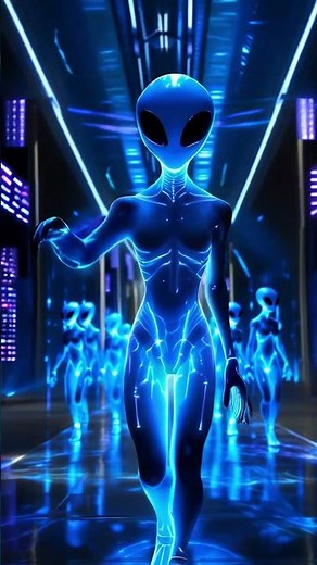 Alien Neon Dance – Blue Waves Sci-Fi Visual Loop 4K #shorts