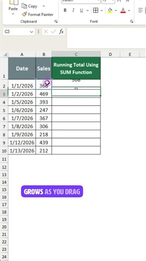 Excel Running Total 🔥 Auto-Update as You Drag!