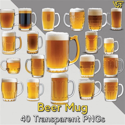 Beer Mug Clipart Bundle | 40 Transparent PNG Designs (digital Download) - Etsy