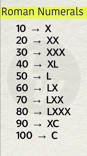 Roman Numerals 10 20 30 40 50 60 70 80 90 100 #shorts #ytshorts #romannumerals