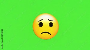 Feeling sad emoji on green screen. Emoji Crying Animated Icon. 4k Animated Icon on Green Screen Background.
