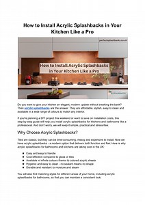 How to Install Acrylic Splashbacks in Your Kitchen Like a Pro - SlideServe