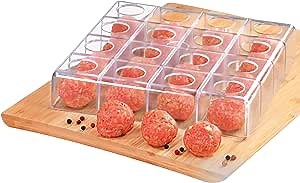 Mind Reader Magic Meatball Maker, Makes Perfect Same Size Round and Even Meat Balls, 9" x 9", Clear