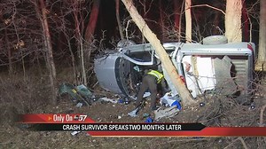 Crash survivor speaks two months after her truck veered off road into trees
