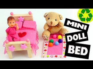 How to Make a Mini Bed for LPS, Lalaloopsy and Barbie Babies - Easy Doll Crafts - simplekidscrafts