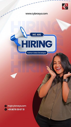 Cybrosys Technologies on Instagram: "Ready To Turn Your Passion For Python Odoo Into A Profession? Join Cybrosys Technologies As A Python Odoo Developer Trainee (Fresher's) And Grow Your Career With Us! #JoinOurTeam #CybrosysCareers #PythonOdoo #OdooDeveloper #TechOpportunity #Cybrosys #hiring #pythondevelopertrainee"