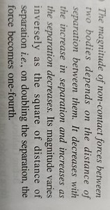 The magnitude of non-contact forces between two bodies depends ... | Filo