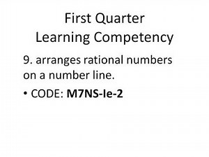 Math Curriculum Guide Grade 7 First Quarter