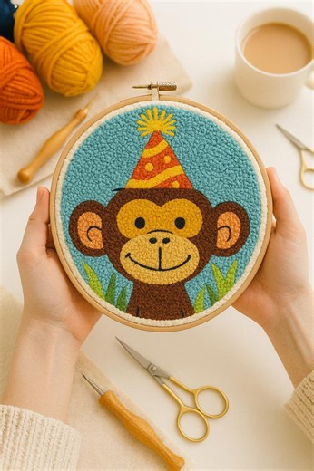 Monkey Punch Needle Printable Pattern for Beginners / Instant Download / Embroidery PDF Design / Template for Handmade Art / How to File - Etsy