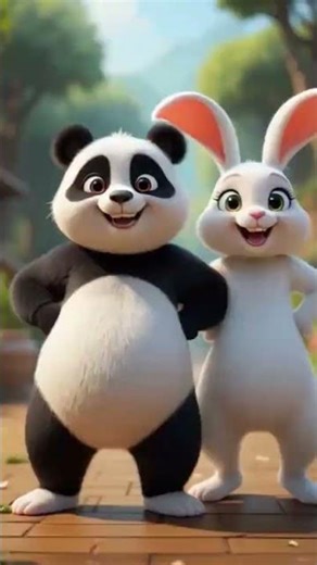 Panda & Rabbit Dance Series 1 | Cute Animal Dance Short | Fun & Viral Moments #pandadance #rabbit