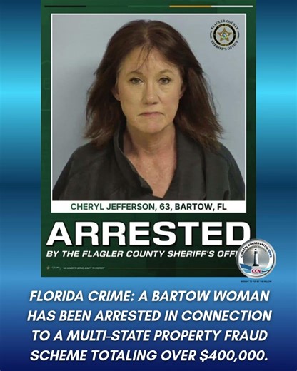 🚨 FLORIDA CRIME: A Bartow woman has been arrested in connection to a multi-state property fraud sch