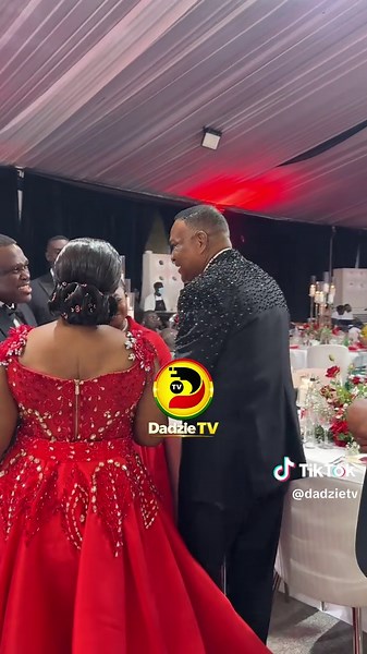 Hon. Samuel Nartey George (Sam George), Minister for Communication, Digital Technology and Innovations and MP for Ningo-Prampram, and his beautiful wife, Vera George, exchange pleasantries with Apostle General Sam Korankye Ankrah at the 40th Wedding Anniversary Dinner of Apostle Sam and Apostle Rita Korankye-Ankrah. 💍❤️🥂