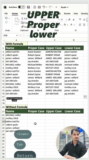 proper upper & lower case Set Words letter wise