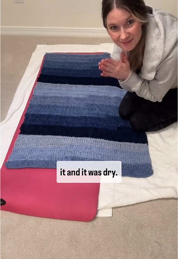 Part 2 of blocking a blanket for the first time and having no idea what I’m doing! Some of you gave me some great ideas and the yoga mat was one of them! Another was exercise foam mats or the kids alphabet foam mats. Love seeing these cheaper options! Unfortunately it didn’t work out well for me 😂 maybe another day I’ll try again! #crochet #crochettips #crochetblanket #crochetblock #blocking #crochetblocking #handmadeblanket #blanket