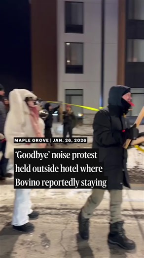 Protesters gathered outside the SpringHill Suites by Marriott in Maple Grove to make noise Monday night. Organizers believe it is the hotel where order Patrol Cmdr. Greg Bovino is staying. Law enforcement eventually declared an unlawful assembly. The crowd dispersed as of 10 p.m. Tap the link in our bio for the latest. Video: Jeff Wheeler and Elliot Hughes/The Minnesota Star Tribune.