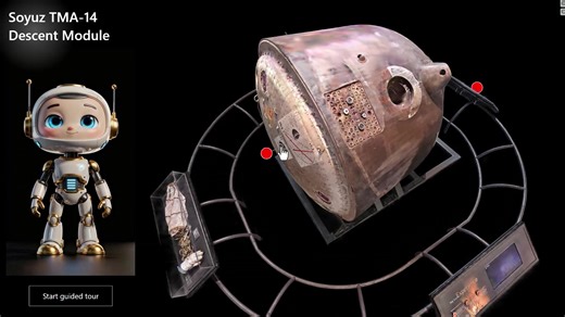 Our latest prototype explores how AI-generated avatars can function as guides within interactive museum kiosks. The experience features a 3D scan of the Soyuz TMA-14 Descent Module, allowing users to manually explore the craft via hotspots or view a guided narrative led by the avatar. #NoCode tools used: -Scanning: Xgrids Innovation PortalCam -3D Editor: SuperSplat by PlayCanvas -Hosting: SeekBeak.com -AI Avatar Generation: HeyGen -Interactive Interface: Intuiface Special thanks to Peder Andreas