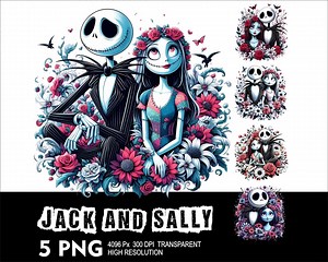 Flowers Jack and Sally 5 PNG Design High Resolution Transparent Background Design PNG Suitable for Sublimation PNG Jack and Sally - Etsy