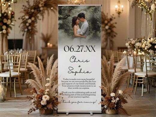 Custom Wedding Retractable Banner Stand With Photos Wedding Banner Sign Personalized Event Display Wedding Decorations Stand up Banner Signs - Etsy